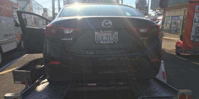 A picture of Gustavo Burciaga's Mazda 3 that was stolen from a hotel in Gresham, Ore. on October 5.