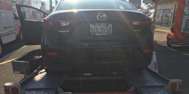 A picture of Gustavo Burciaga's Mazda 3 that was stolen from a hotel in Gresham, Ore. on October 5.