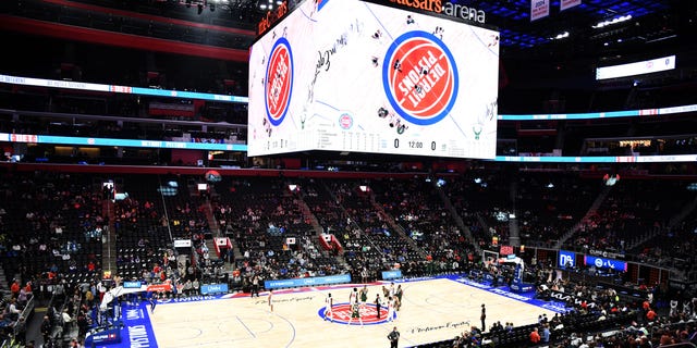 A view of a game between the Milwaukee Bucks and Detroit Pistons Nov. 2, 2021, at Little Caesars Arena in Detroit.