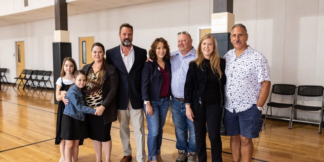 Some members of Beverly Williams' family, from left to right: Daughter Deborah Hicks, husband Justin Hicks and their daughters; daughter Rhonda Dohr and husband Tim; and daughter Andrea Sanchez and husband Mark.