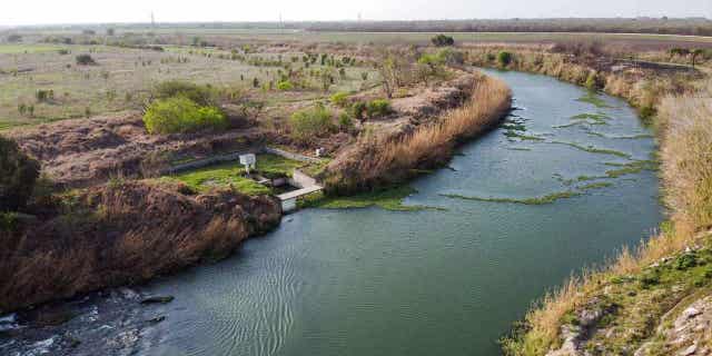 The Rio Grande is pictured dividing the cities of Brownsville, Texas, and Matamoros, Tamaulipas, Mexico on March 16, 2021.