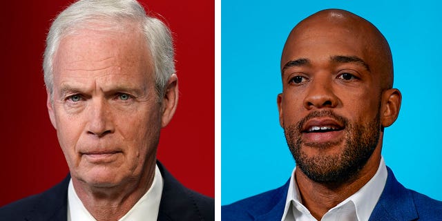 Incumbent Wisconsin Sen. Ron Johnson, a Republican, and his Democratic challenger, Mandela Barnes.