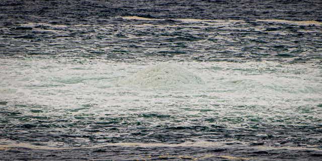 A leak is seen pumping gas into the Baltic Sea on Sept. 29, 2022. This leak led to the shutdown of the Nord Stream 1 and 2 pipelines, which carry gas from Russia into Europe.