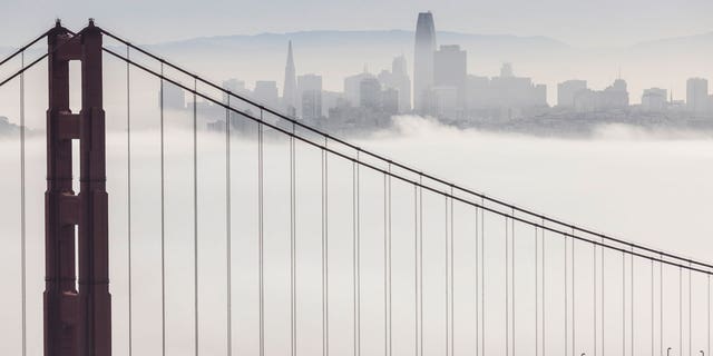 A view of San Francisco from the Golden Gate Bridge.