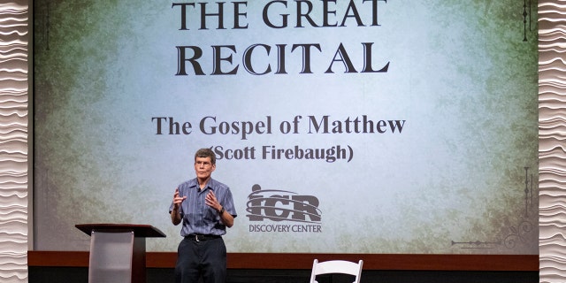 Scott Firebaugh recited the entire Book of Matthew from the New Testament of the Bible by memory at the event this week in Dallas, Texas.