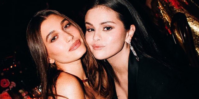 Hailey Bieber and Selena Gomez posed for a photo together in 2022.