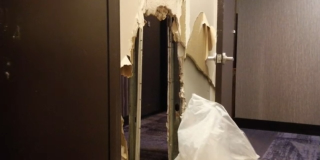 Elevators were jammed by flooding, and tenants had to climb and descend 29 flights of stairs.