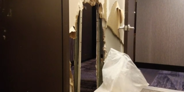 Elevators were jammed by flooding, and tenants had to climb and descend 29 flights of stairs.