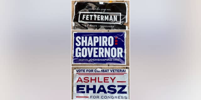 Campaign signs for Democratic candidates in Pennsylvania were covered in razor blades and placed in at least one person's yard.