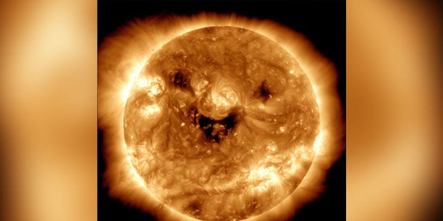 NASA's Solar Dynamics Observatory previously caught an image of the sun in ultraviolet light with three dark spots on its surface on Oct. 26, giving the illusion the sun was smiling.