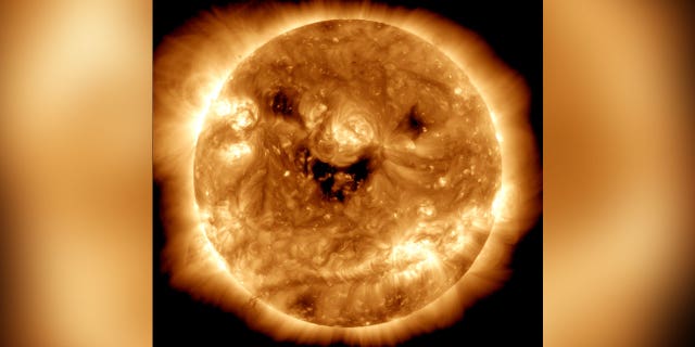 NASA's Solar Dynamics Observatory previously caught an image of the sun in ultraviolet light with three dark spots on its surface on Oct. 26, giving the illusion the sun was smiling.