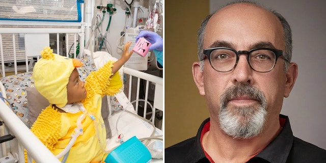 A hospitalized child enjoys Halloween in costume (left), and CEO of Spirit Halloween Steven Silverstein (right), who shared details of his company's program with Fox News Digital.