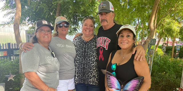 Four survivors and a mother of one of the victims ran into each other at the Healing Garden on Monday, Oct. 3, 2022, five years after the Las Vegas massacre.