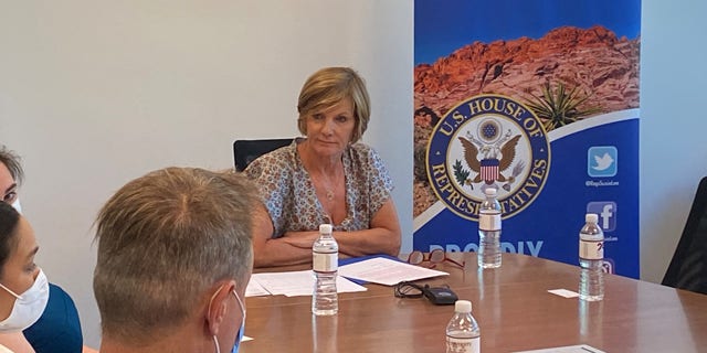 Rep. Susie Lee listens to doctors at a roundtable in her Nevada House district.