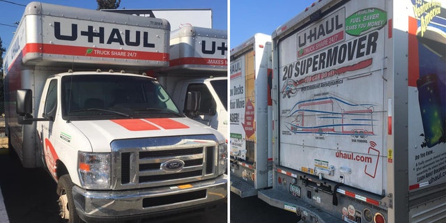 A picture of the U-Haul carrying the Burciagas' belongings before it was stolen from a hotel in Gresham, Ore.