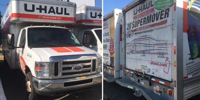 A picture of the U-Haul carrying the Burciagas' belongings before it was stolen from a hotel in Gresham, Ore.