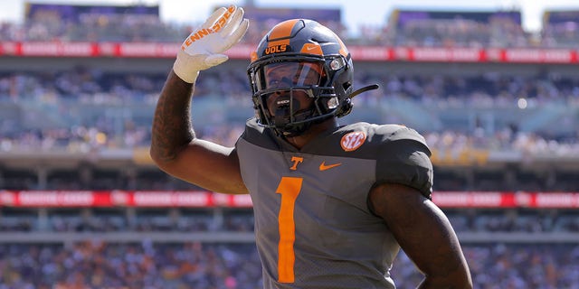 Trevon Flowers of the Tennessee Volunteers reacts after breaking up a pass during the second half against the LSU Tigers at Tiger Stadium on Oct. 8, 2022, in Baton Rouge, Louisiana.