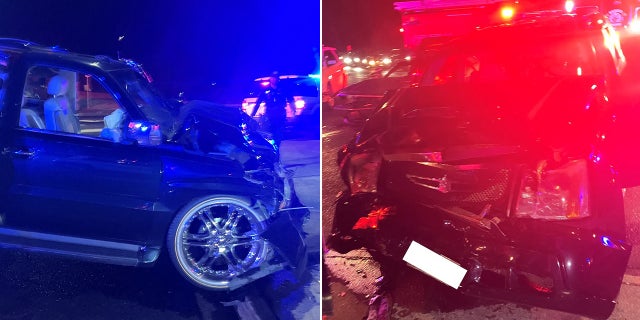 One suspect crashed the victim's stolen SUV into another vehicle before deputies apprehended him.