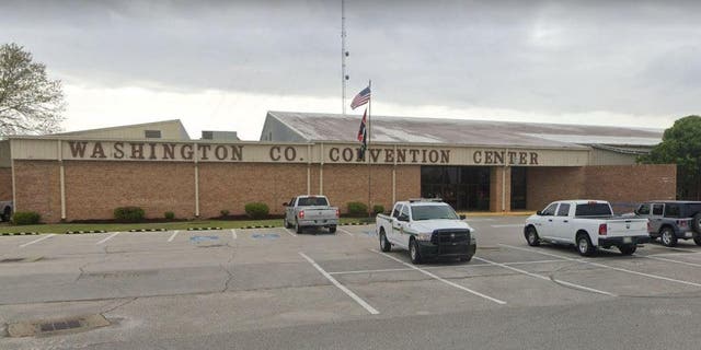 A Google Earth image shows the Washington County Convention Center in Greenville, Miss.