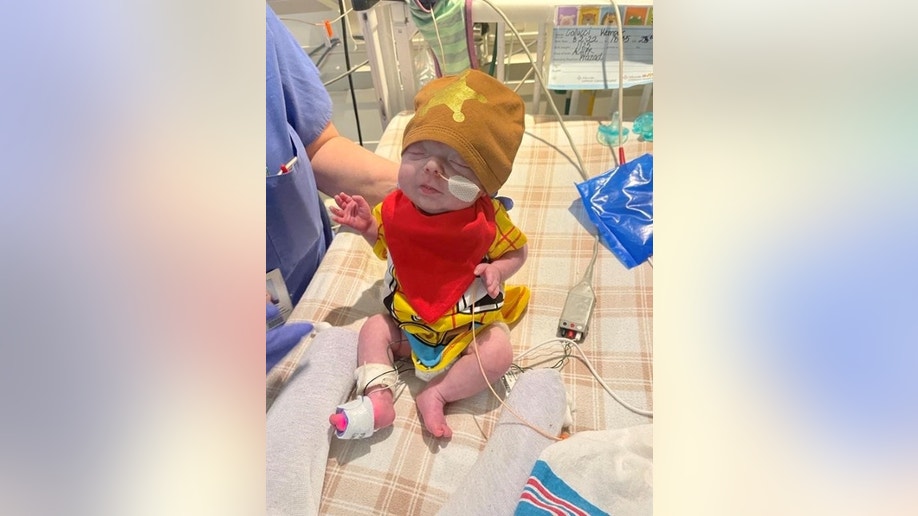 Toddler dressed as Woody from Toy Story