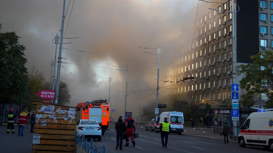 Smoke filling Kyiv streets