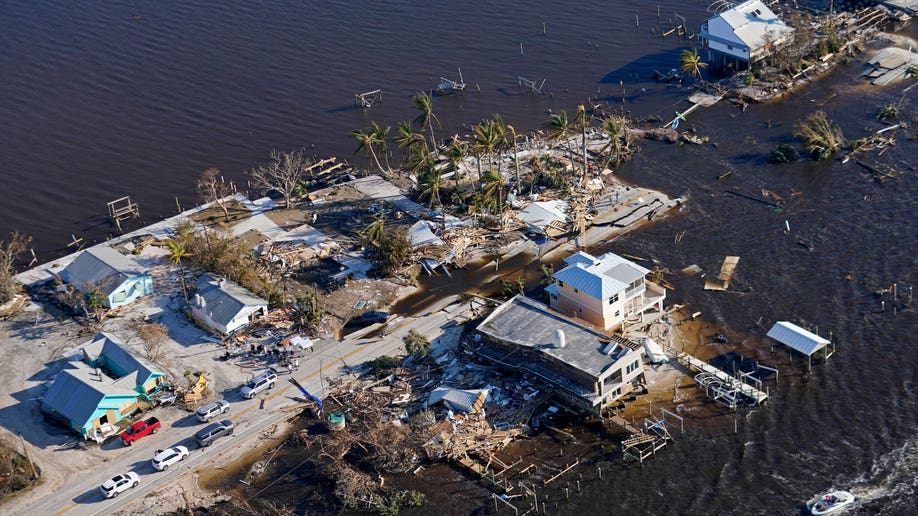 Arial view of homes and property destroyed by Hurricane Ian