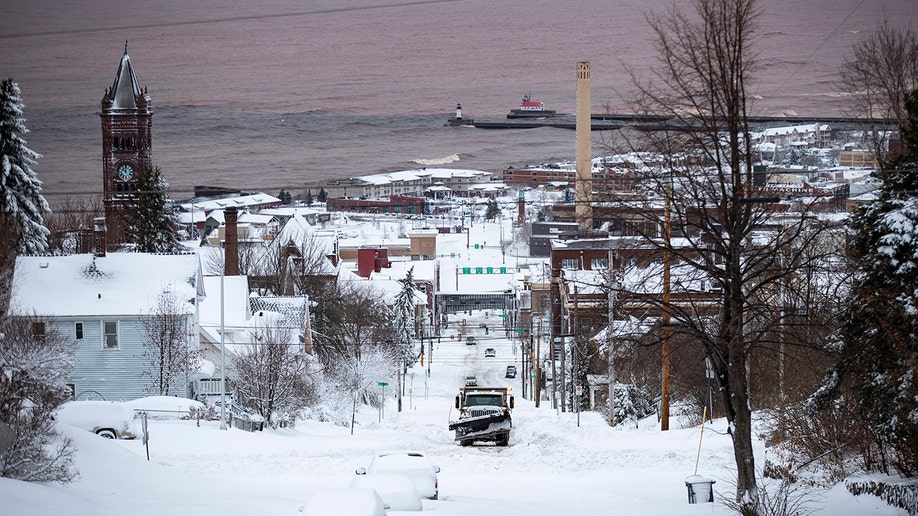 A photo of a snowy Duluth