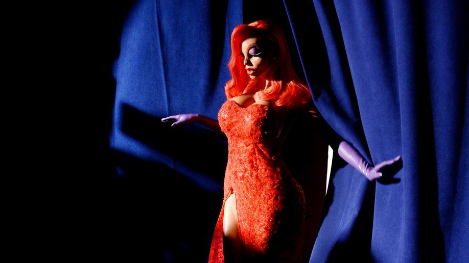 Model Heidi Klum dressed as Jessica Rabbit for Halloween