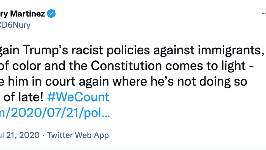 Nury Martinez tweet calling Trump policies racist in 2020