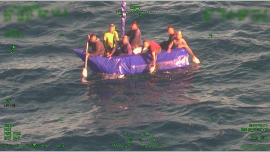 U.S. Coast Guard meets Cuban migrants in water