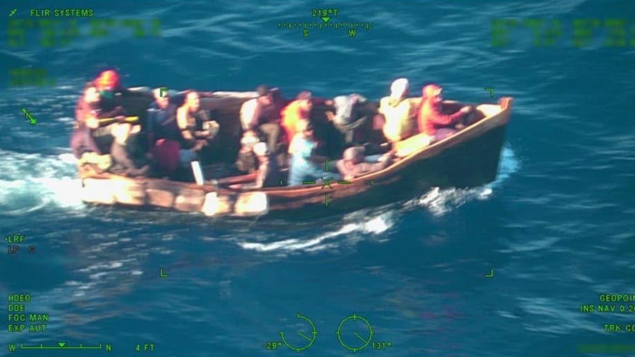 U.S. Coast Guard crew meets Cuban migrants near Florida