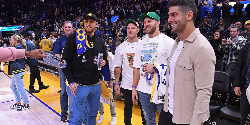 49ers' McCaffrey, Kittle, Garoppolo sitting courtside at Warriors game