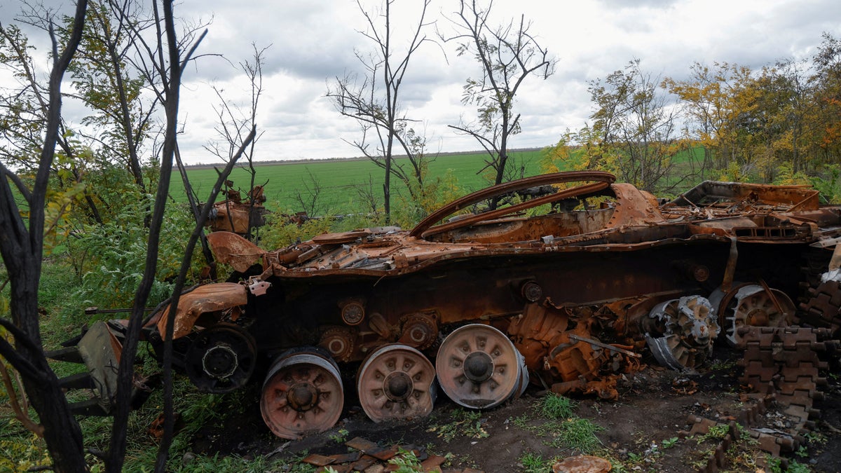 Destroyed Russian tank