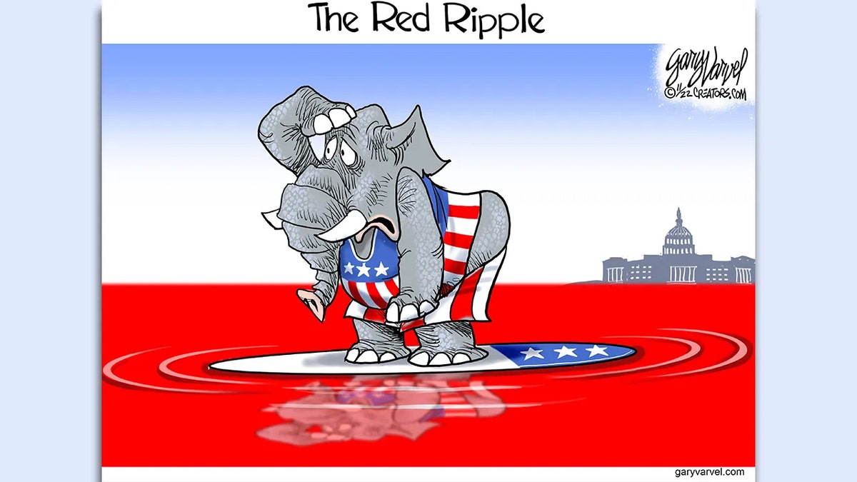 Political cartoon poking fun at lack of 'red wave' on Election Day