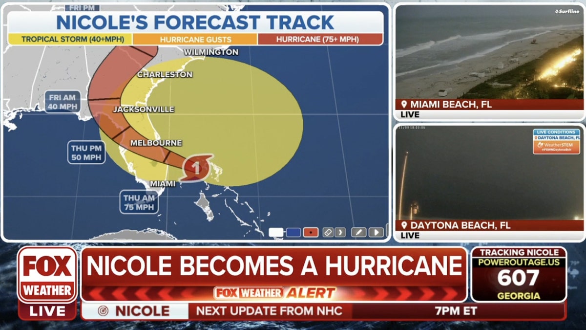 Hurricane Nicole as it hit Florida as a hurricane
