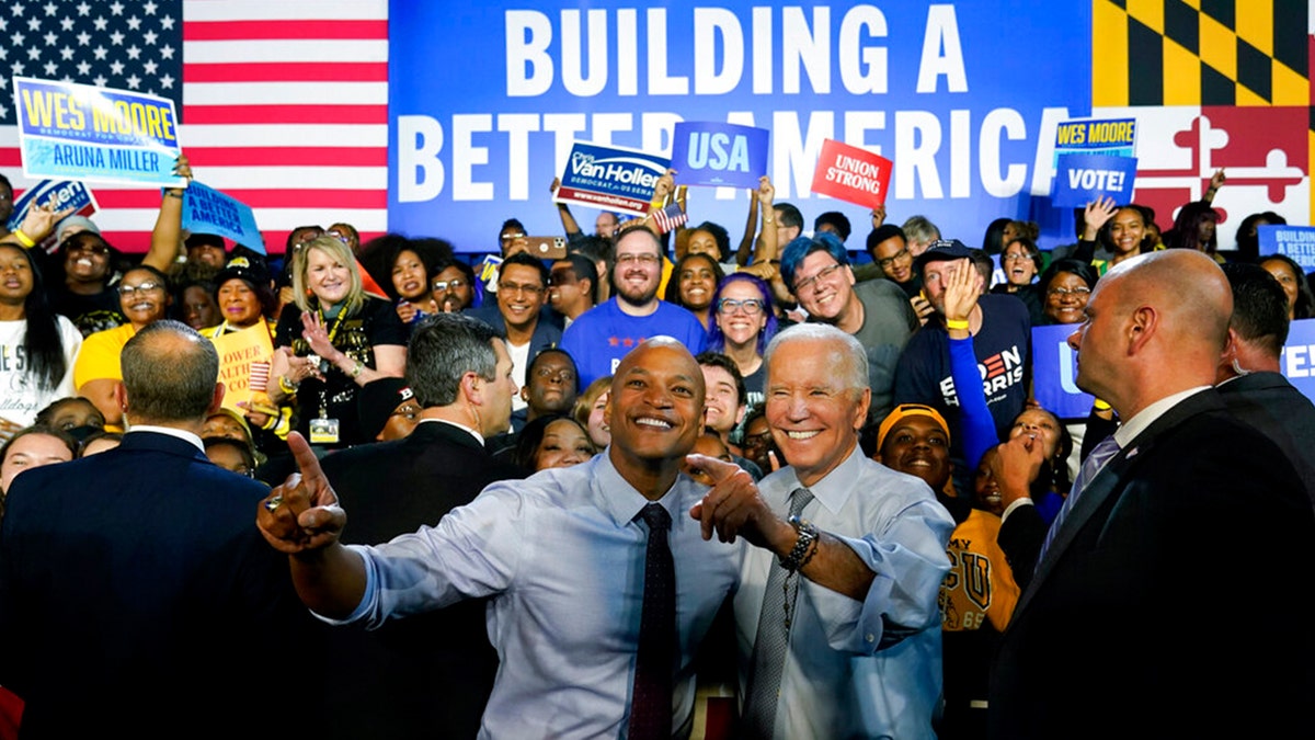 Biden and Wes Moore smiling