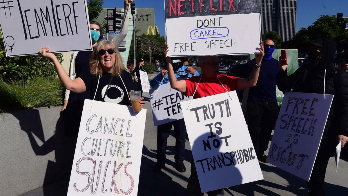 People gather to protest Dave Chappelle's netflix special for hate speech