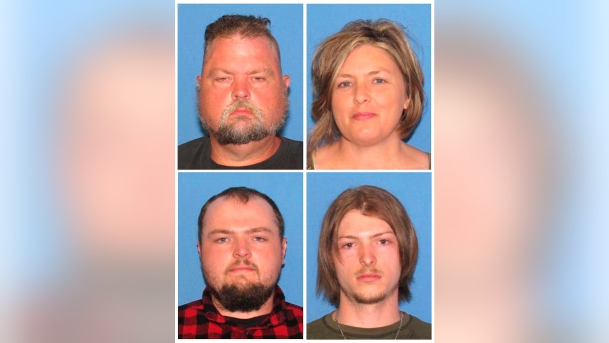 These undated file images released by the Ohio Attorney General's office, show, top row from left, George "Billy" Wagner III and Angela Wagner, and bottom row from left, George Wagner IV and Edward "Jake" Wagner.