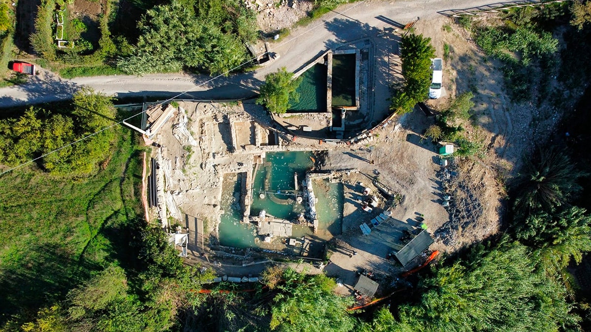 Birdseye view of Italian archaeological site