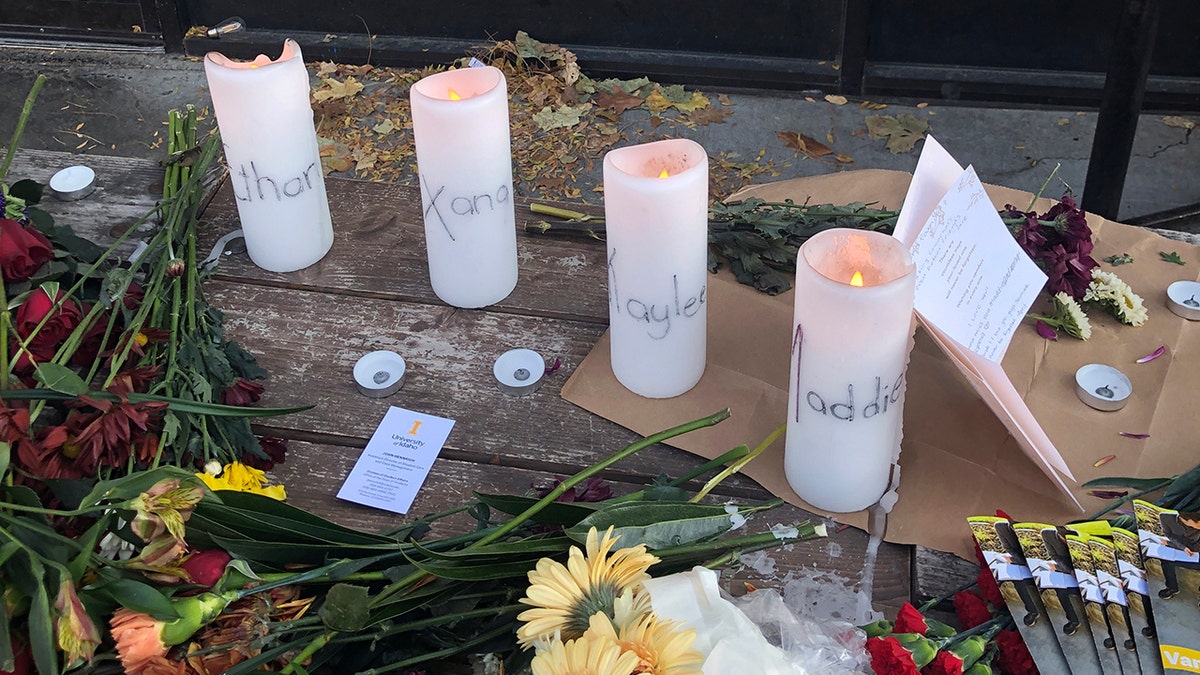 four candles at an Idaho memorial