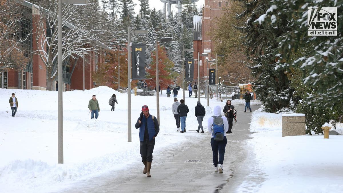 Students walk around University of Idaho Campus