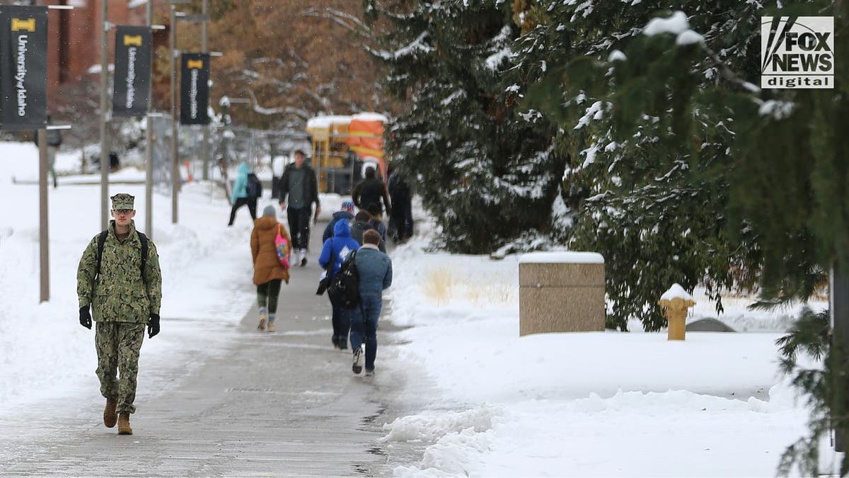 ROTC Student walks around University of Idaho Campus