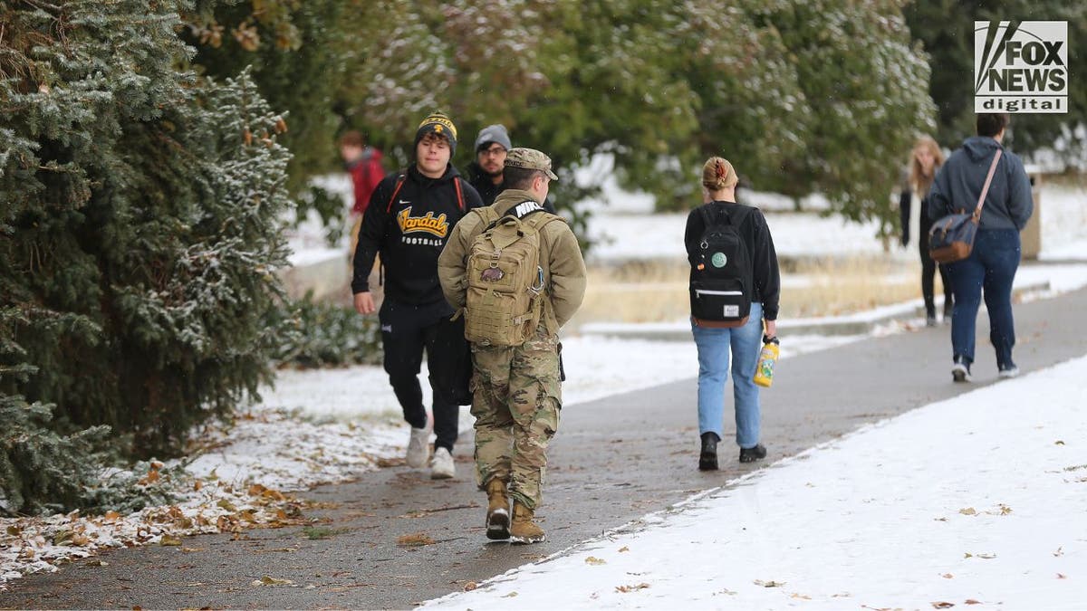 ROTC Idaho Student walks to class on campus after co-ed slaying