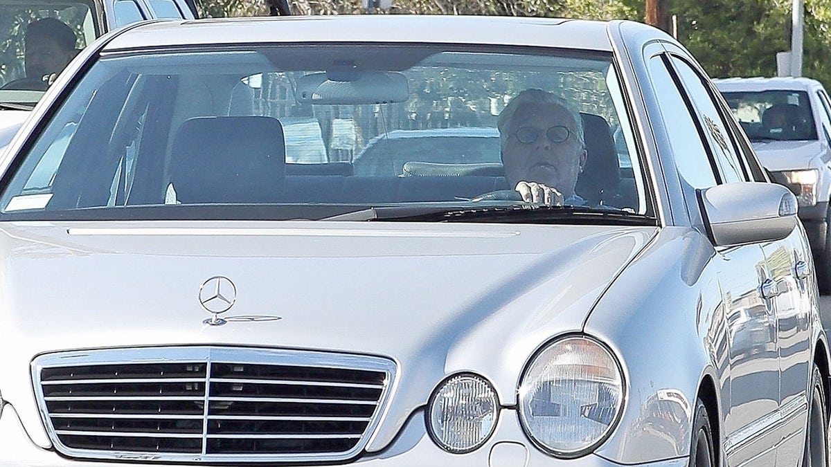 Jay Leno drives in LA after leaving hospital