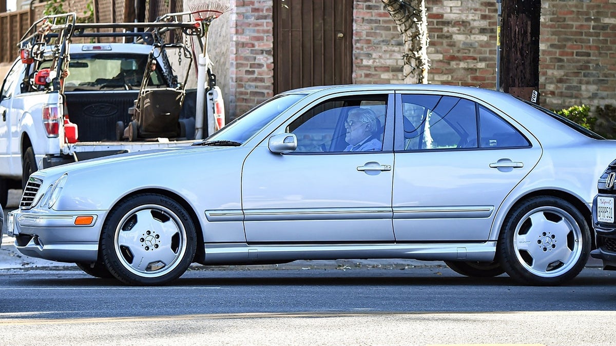 Jay Leno drives in LA after leaving hospital