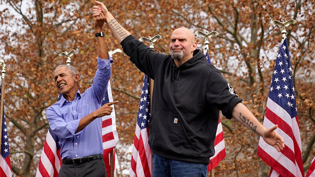 Former President Barack Obama and John Fetterman campaign together