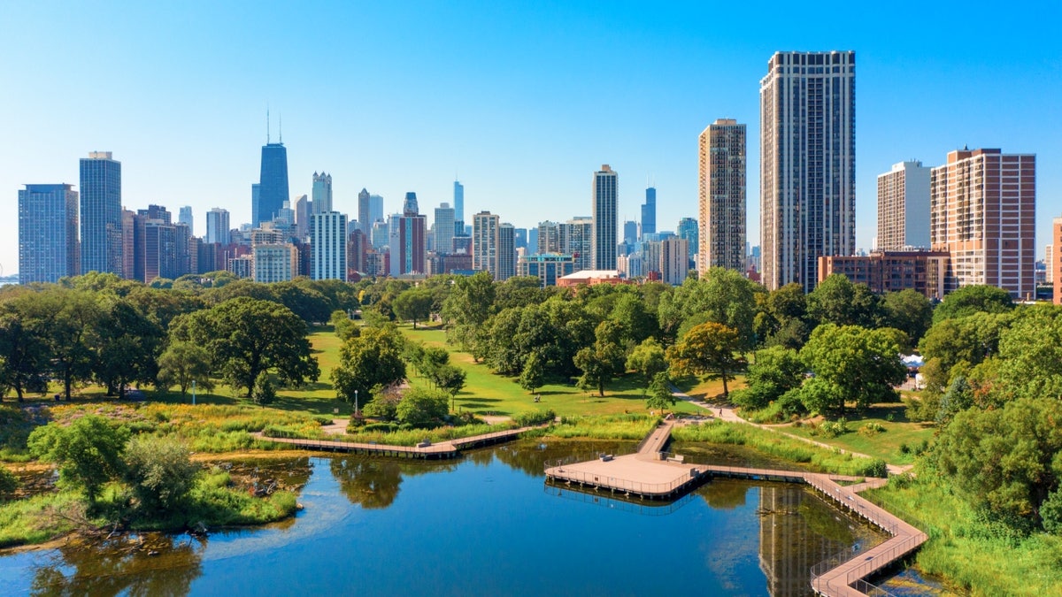 Aerial view of Lincoln Park in Chicago