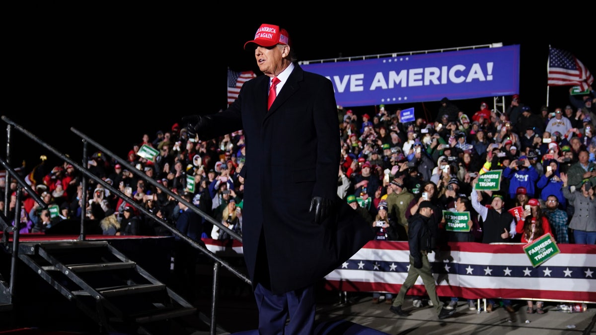 Donald Trump at a rally in Iowa