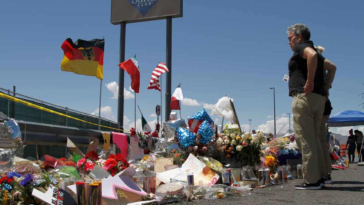 Mourners at a memorial in El Paso, Texas