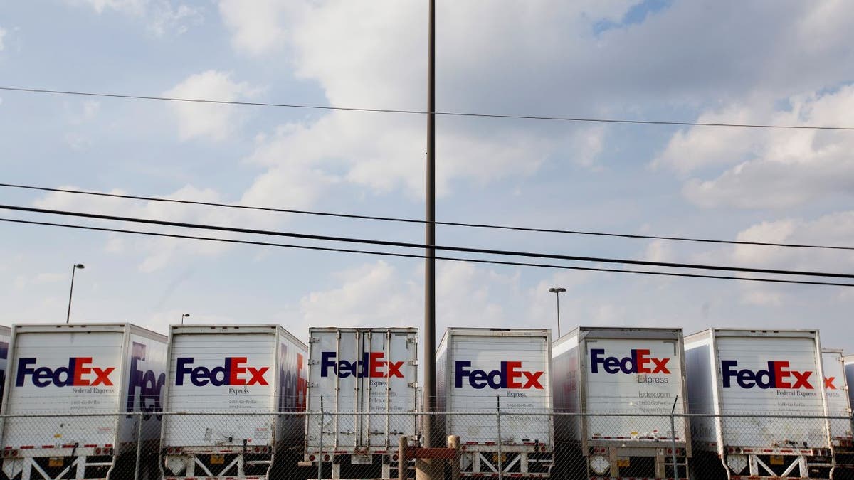 FedEx trucks at Memphis airport